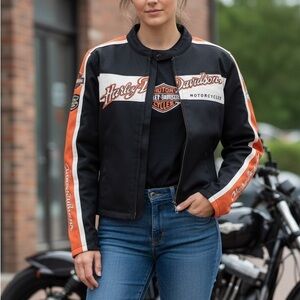 Harley-Davidson Motorcycle Embroidered Prestige Cotton Riding Jacket Women Small